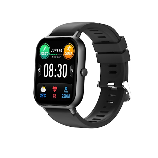 Smartwatch sort, 1,83-tommers berøringsskærm fitnessur, med pulsmåler og søvnmonitor, fitness tracker skridttæller træningstilstand, skridttæller aktivitet