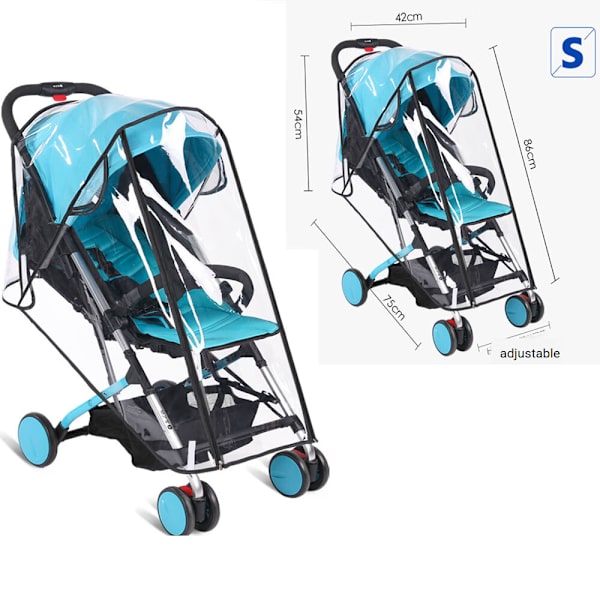 En liten regnskydd - dubbel dragkedja - svart sida (passar barnvagnar 3~7KG) Universellt regnskydd för barnvagn, sittvagn, sulky, baby