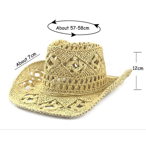 Utomhus herr dam västerländska cowboyhattar handvävda halmhatt andningsbar Black