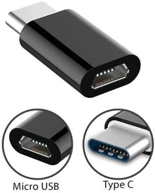 Musta 6 kpl Micro USB - USB-C muunnospäätyyppi muunnin Android OTG -datakaapeli