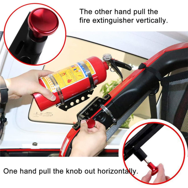 Universell hurtigutløser brannslukkerholder for kjøretøy, kompatibel med Jeep Wrangler Gladiator Bronco UTV Polaris RZR Can Am ATV,