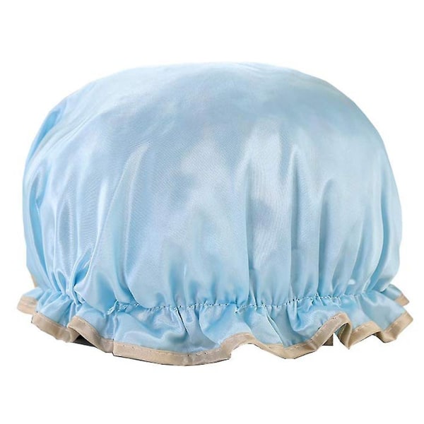 3 stk. Satin Silke Bonnet Søvn Hætte Ekstra Stor Jumbo Dag Og Nat Hætte Blue