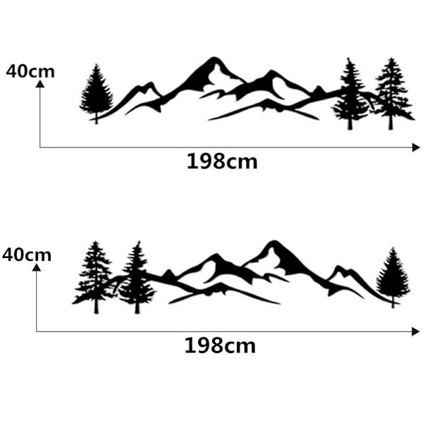 2 KPL Valkoinen Auto Vuoristo Metsä Automaattinen Tarratarra (198 * 40 cm, yksi pari) Auton Sivuluukun Tarra Autotarra Vuoristo Tarra Puu Metsä Vinyyli Kuvio