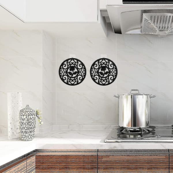 Silikonunderlägg Set om 3 Silikon Multi-use Intricately Carved Trivet Set Black