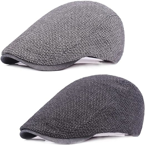 2 st Klassisk Bomullsberet Mössa Justerbar Bomull Platt Mössa Vintage Fritidstraditionell Beret Mössa för Män Vår Sommar Höst Vinter Utomhus