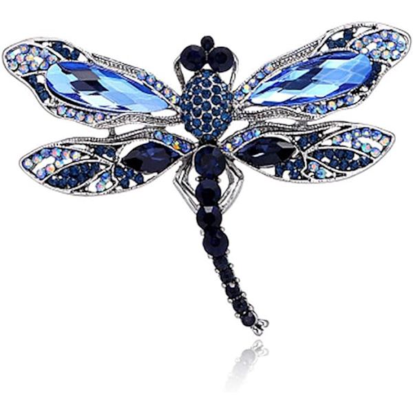 Vintage Rhinestone Brosch för Kvinnor, Blå Brosch Sländbrosch Pin, Modesmycken, Brosch Pin för Kvinnor, Klädtillbehör, Elegant Stil som Present