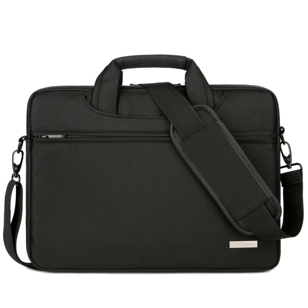 One Piece Sort Laptop Taske 15 Tommer Vandtæt Laptop Sleeve Med Skulderrem Og Håndtag, Slank Laptop Taske Dokumentmappe