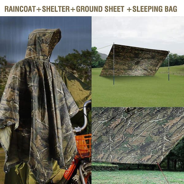 Vanntett Regnkappe Regnfrakk Regnponcho For Camping Militær Sykling Reiser Hette Regntøy E