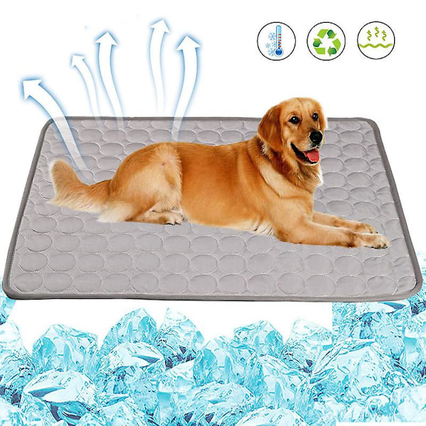Hunde Kølemåtte - Selvkølende Måtte til Hunde og Katte, Ikke-giftig Tyk Gel Kold Seng Blue M