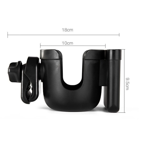 To i én flaskeholder kopholder, universal drikkevare kaffekopholder med telefonholder, egnet til klapvogne, stole, barnevogne, cykler, kørestole, w