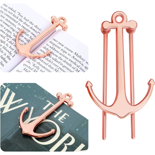 (Rose Gold) 2 Styk Bogmærker Kreativt Bogmærke Metal Sideholder til Studerende Lærere Dimissionsgaver Skolekontorartikler