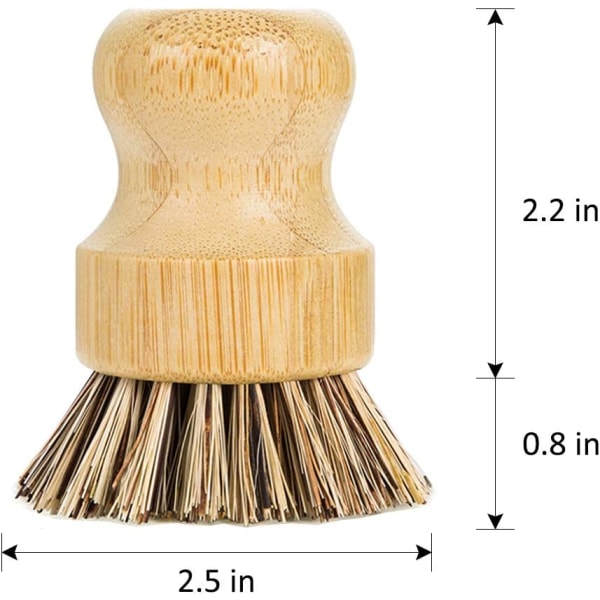 Diskborste - Miljövänlig bambu 2-pack Mini Slitstark Scrub för köksrengöring