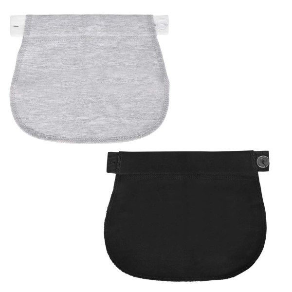 2 st Svart+Grå Gravidbyxor Extender Justerbar Elastisk Midjeband Gravidbälte Extender Elastisk Gravidbyxor Extender för Gravid Kvinna