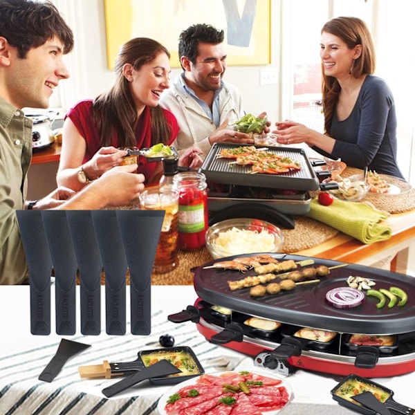 Raclette-spatelset med 8 delar - Non-stick - 5 cm bred maxi-fasad - Raclette-spatel i plast