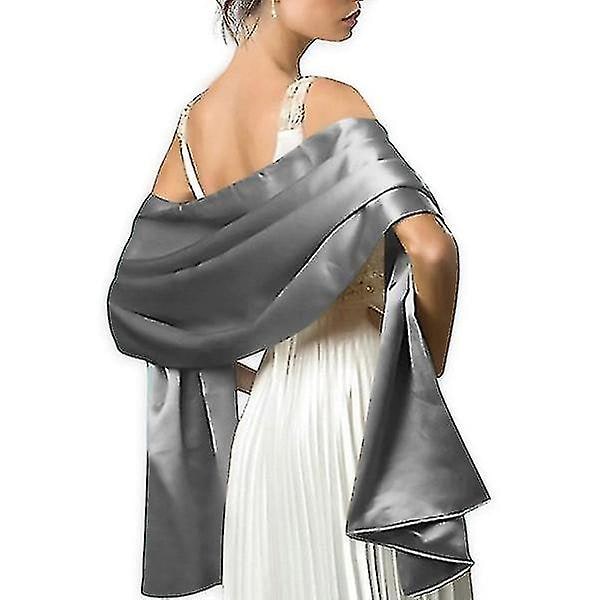 Mjuk satin silke sjal lämplig för klänningar dam accessoarer White