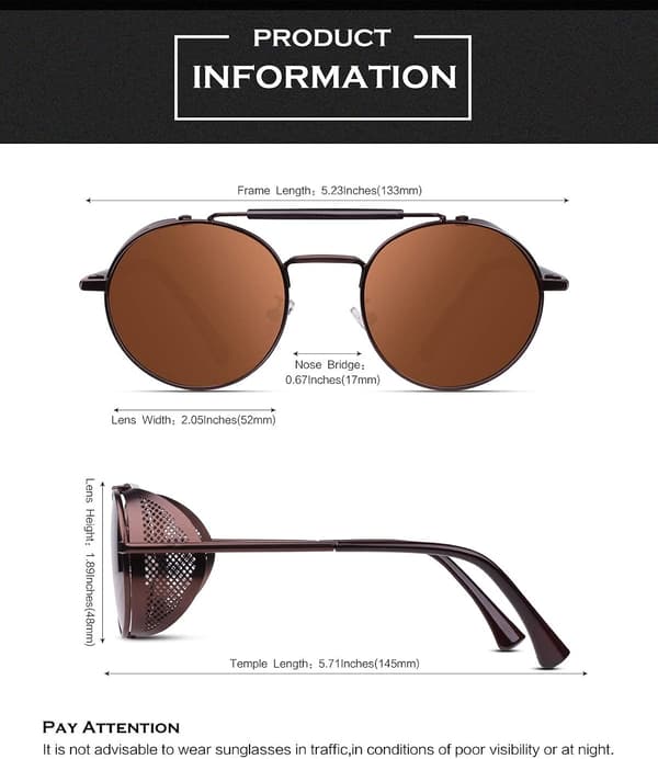 Polariserede Steampunk Retro Runde Solbriller MTS3