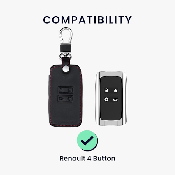 Bilnyckelskydd Kompatibel med Renault 4 Knappars Bilnyckel Smart Key endast Keyless Go - PU Läder Bilnyckelskydd - Rör inte min bil Vit/Svart
