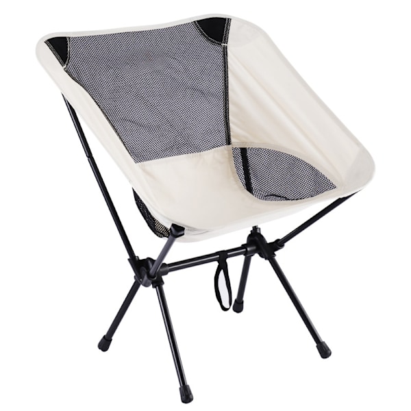 Beige hopfällbar bärbar stol för utomhusbruk, hopfällbar campingpall, kompakt bärbar sittplats med bärväska för utomhusvandring, promenader, resor