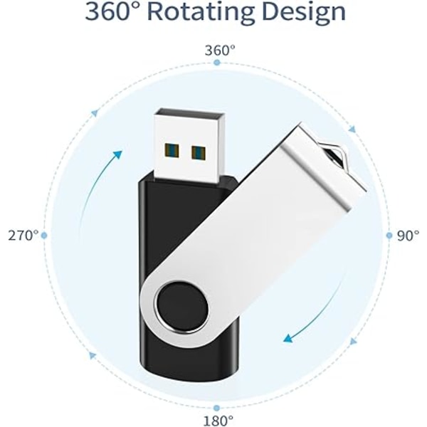 32GB USB 3.0 Flash Drive 5 Pakke, USB 3.0 Memory Stick med LED-indikator Drejelige Thumb Drives Bulk U Disk 32GB Pendrive Jump Drive Zip Drive til Data S