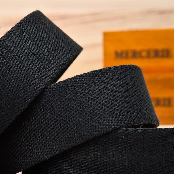 Klipp-til-pass Canvas Web Belte Flip-Top Solid Svart Militærspenne