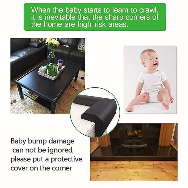 Babysäkerhet Baby Edge Corner Guards Barnsäkerhetsskydd 2m (6,6ft Edge Guard+4 Corner Guards) Black