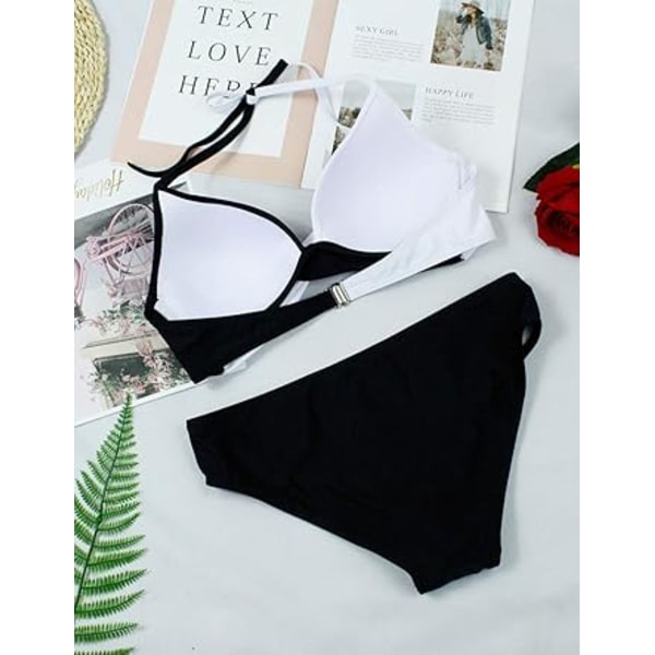 To-delt badedrakt for kvinner, push-up, slankende trekantbadedrakt, klassisk blomstrete bikini sett, chic