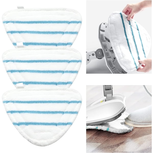 Mikrofiber Dampmoppe Betræk Tilbehør Universal Vaskbare Trekant Klude til Varm Spray Damprenser, Hvide Mikrofiber Dampmoppepuder Maskinvaskbare