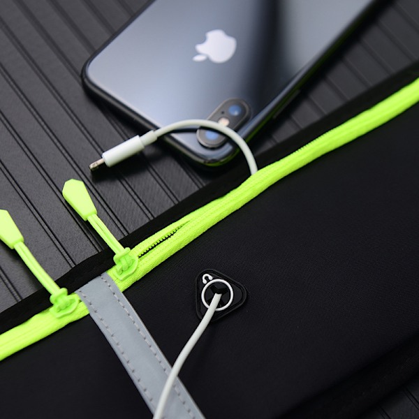 Lätt och justerbar 1-delad svart midjeväska med elastiskt bälte för iPhone, Samsung, idealisk för löpning, träning, unisex.