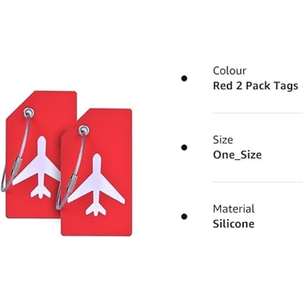 Silikonbagagelapp med namn-ID-kort (röd 2-pack etikett), mycket lämplig för att snabbt upptäcka bagage och checka in under affärsresor