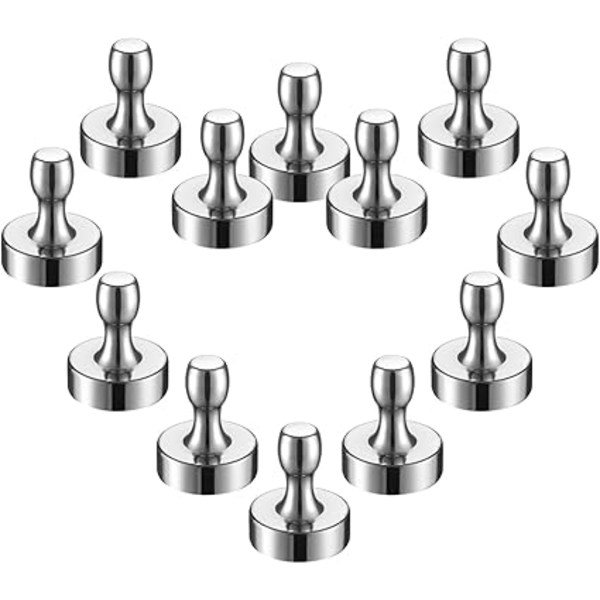 Erittäin vahvat jääkaappimagneetit, suuret kestävät magneettiset nastat keittiön jääkaappiin, metallitaululle, valkotaululle, ilmoitustaululle, toimistoon, 12 kpl, 12x16 mm