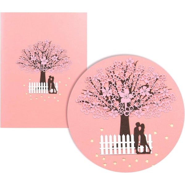 3D-kortti, 3D Pop-Up -onnittelukortti, Ystävänpäiväkortti, Hääpäiväkortti, 3D-hääkortti kirjekuorella, romanttinen Sakura-kortti syntymäpäiväksi
