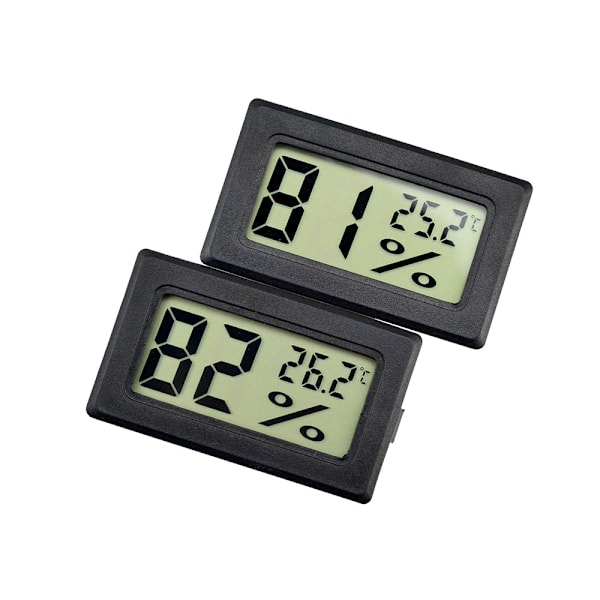 5-pak Mini Digitalt Temperatur- og Fugtighedstermometer, Termometer, Digital Hygrometer, Indendørs Temperatur- og Fugtighedsmåler, Sort