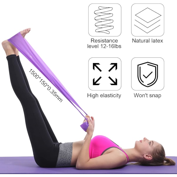 Motståndsband Set om 4 - Designad för Yoga, Pilates, Styrketräning, Fysioterapi Slumpmässig Färg