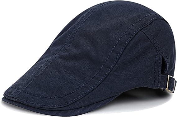 Retro justerbar bomulds beret hat til mænd, marineblå solbeskyttelse