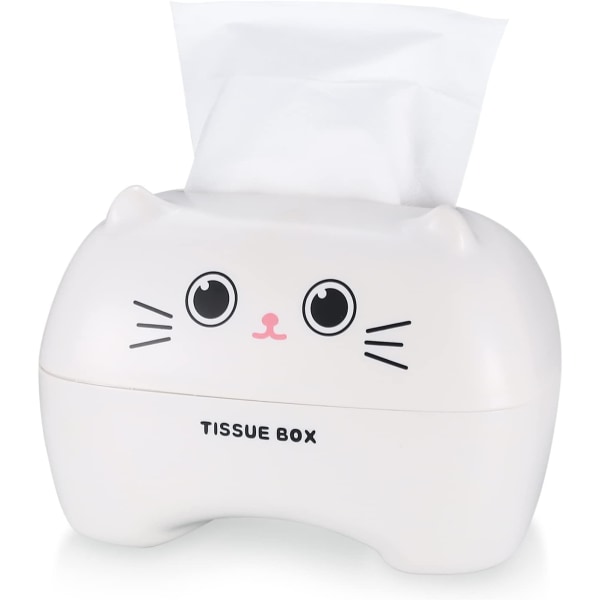 Papir Tissue Boks, Oppbevaringsboks for Våtservietter, Kosmetisk Tissue Dispenser, Toalett Håndkle Papir Boks Holder - Hvit
