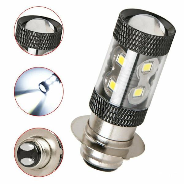 Superljus P15D H6M LED-motorcykelstrålkastare Hög/lågstråle 360° Vitt sken 6500K 12V Plug and Play-2PCS H504
