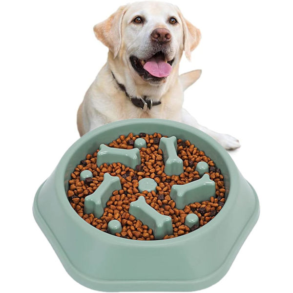 Grøn 2 stk. Slow Feeding Skål til Hunde, Slow Feeding Skål, Anti Gluttony Skål til Hunde Katte, Fremmer Sund Spisning og Langsom Fordøjelse