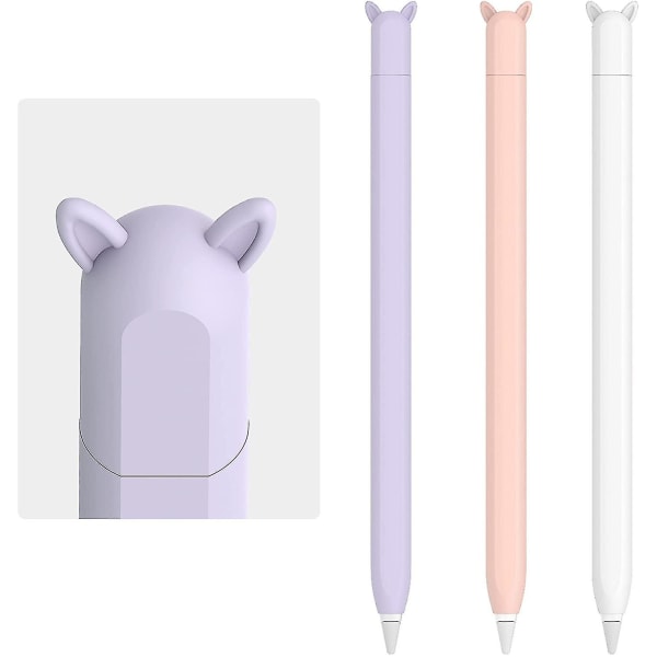 3-pack söt case cover kompatibel med Apple Pencil 2:a generationens tillbehör kompatibel med Ipad Pro 11 12,9 tum White PinkPurple