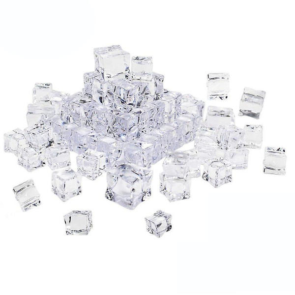 100 stk. Kunstige akryl isterninger, klare falske isterninger, diamant plastik isterninger, falsk knust is til boligdekoration 25MM
