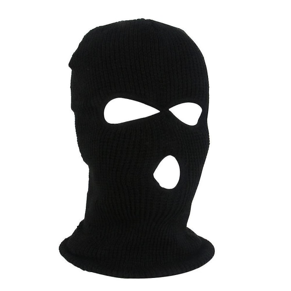 Kokokasvoinen hiihtomaski talvihattu Balaclava huppu pipo lämmin taktinen hattu 3 reikää black