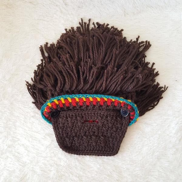 One piece (modificeret farve) sjov kreativ håndlavet hat paryk skæg hat, Xinqiao Herre Strikkede Skæg Hatte Reggae Hår Style Rasta Hovedbeklædning Beanie Sjov Hat