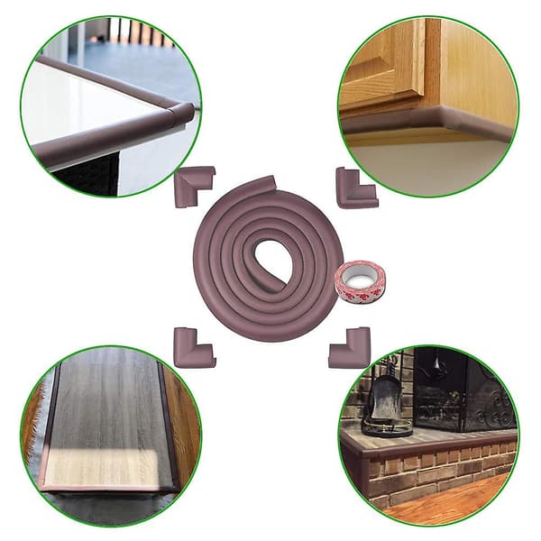 Babysäkerhet Baby Edge Corner Guards Barnsäkringsskydd 2m (6,6ft Edge Guard+4 Corner Guards) Brown
