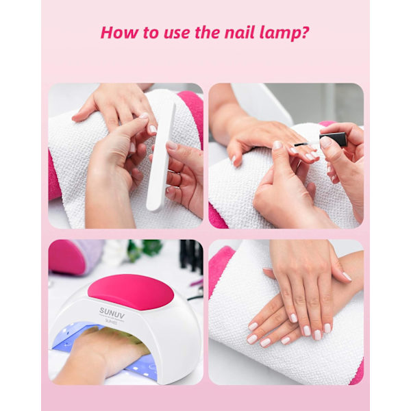 UV LED-lampa nageltork, 48 W bärbar professionell automatisk nageltork med 33 LED-lampor, 4 timers 10s/30s/60s/90s, salong nageltorklampa perfekt för A