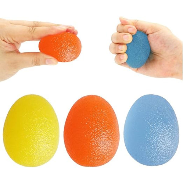3 gel handbollar oval, handbehandling squeeze övning stressboll artrit finger handled, finger, greppstyrka förbättring och stressavlastning, venti