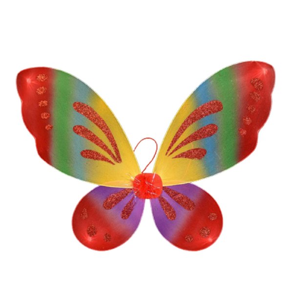 Fairy Genie Wings Kostym Toddler Klä upp Fjärilsformade vingar med elastiskt snöre för flickor Colorful Red