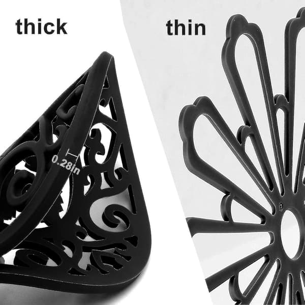 Silikonunderlägg Set om 3 Silikon Multi-use Intricately Carved Trivet Set Black