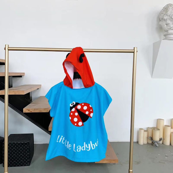 En sju-stjärnig nyckelpiga (60*120cm) barn badhandduk cape strandhuv, Baby Badhanddukar Bärbar Handduk med Huv för Pojkar Flickor Absorberande Handduk med Huv