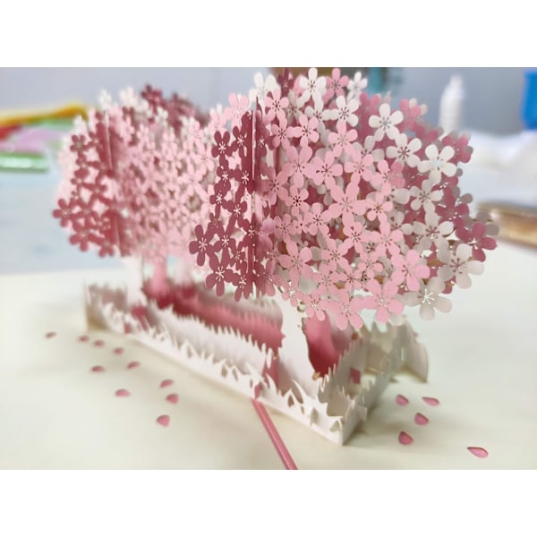 3D Pop Up Kort med Kuvert til Valentinsdag, Bryllup, Fødselsdag, Jul, Mors Dag, Dimission, Fest Romantisk Kirsebærblomst Design