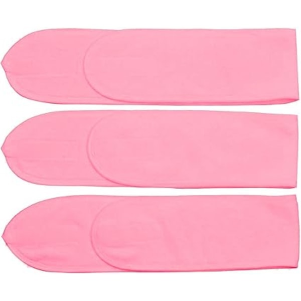 3-pack tvättbara hår smink pannband rosa anti-scratch pannband pannband för spa yoga sport smink ansiktsbehandling
