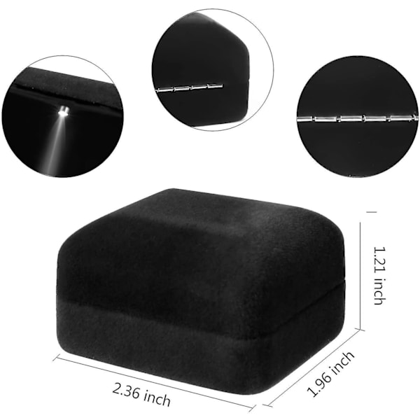 Led-upplyst örhänge ring presentförpackning bröllop förlovningsring smyckeskrin displaylåda fodral Black